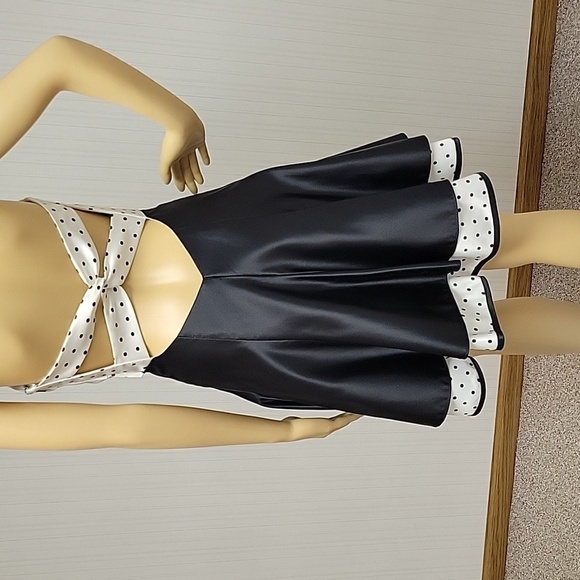 Gunne Sax Y2k Strapless Black and White Polka Dot Dress Sz 7. Polyester - Picture 4 of 9